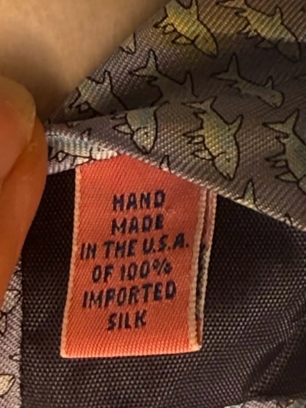 Vineyard Vines Blue Shark Pattern 100% Silk Necktie Made in USA